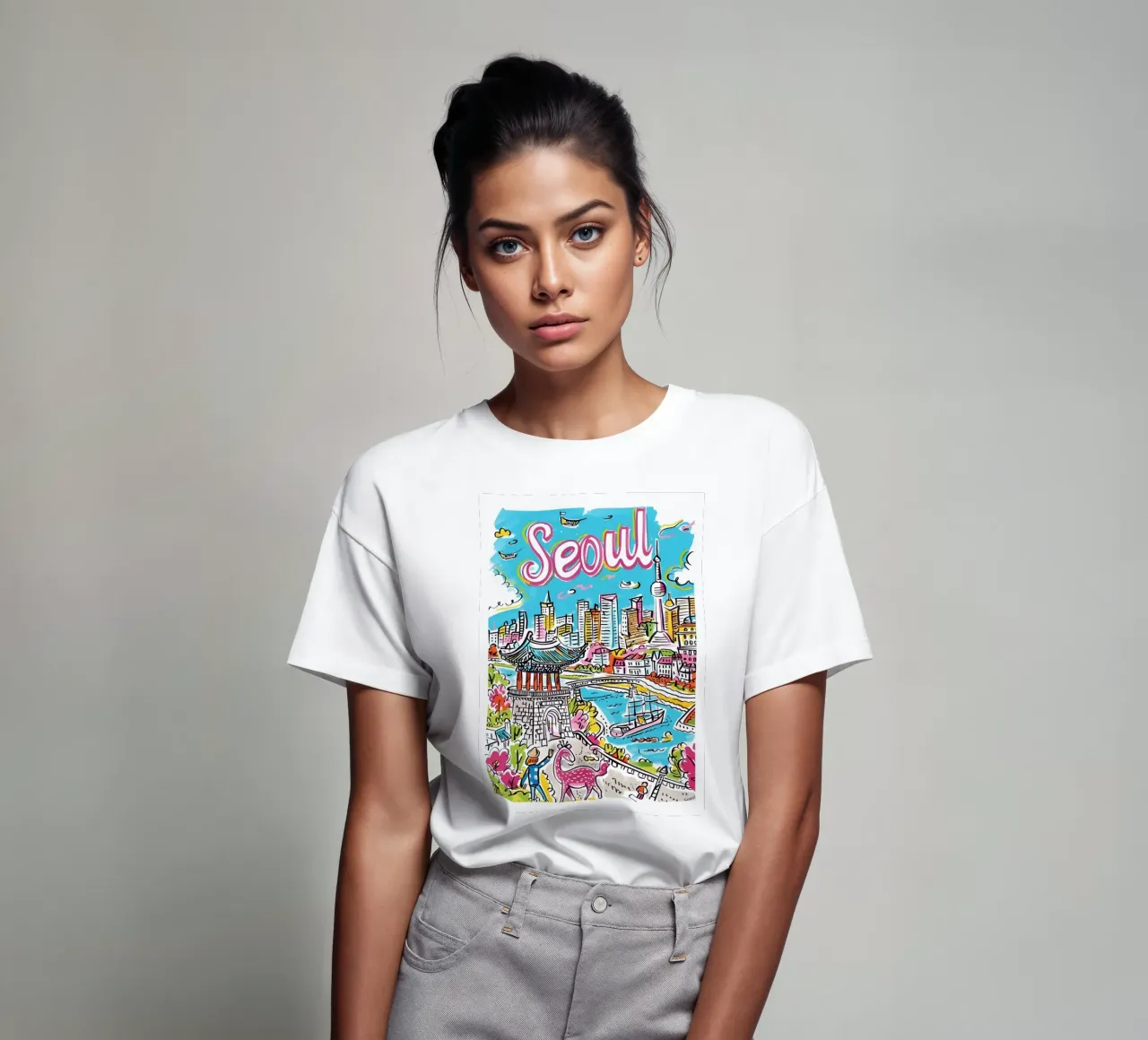 Poster della città di Seul, Corea del Sud t-shirt da homdeco