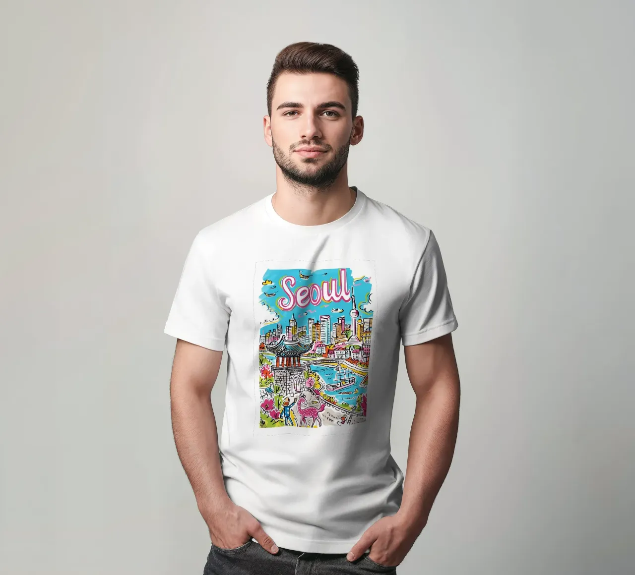 Poster della città di Seul, Corea del Sud t-shirt da homdeco