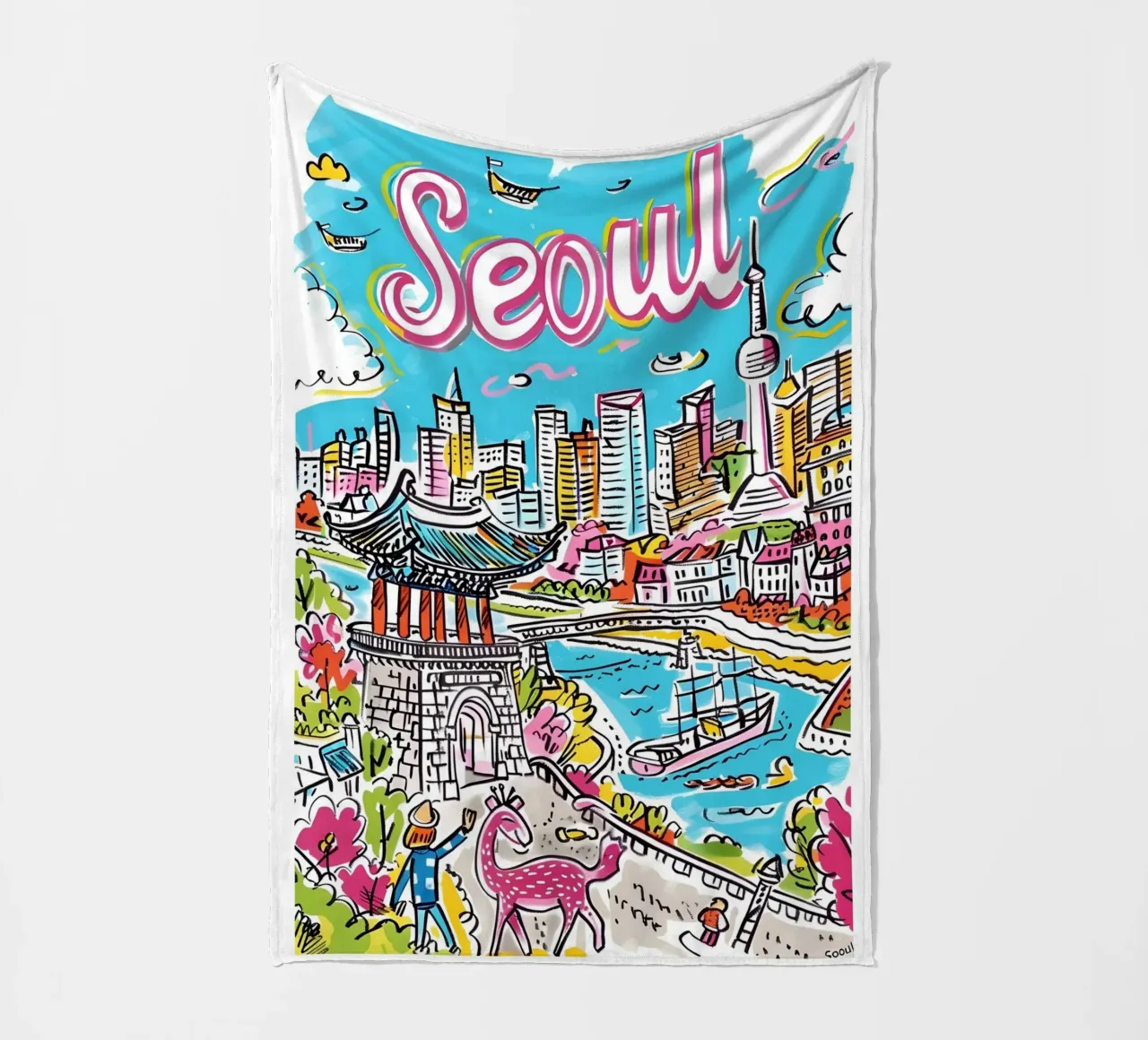 Poster della città di Seul, Corea del Sud coperta in pile da homdeco