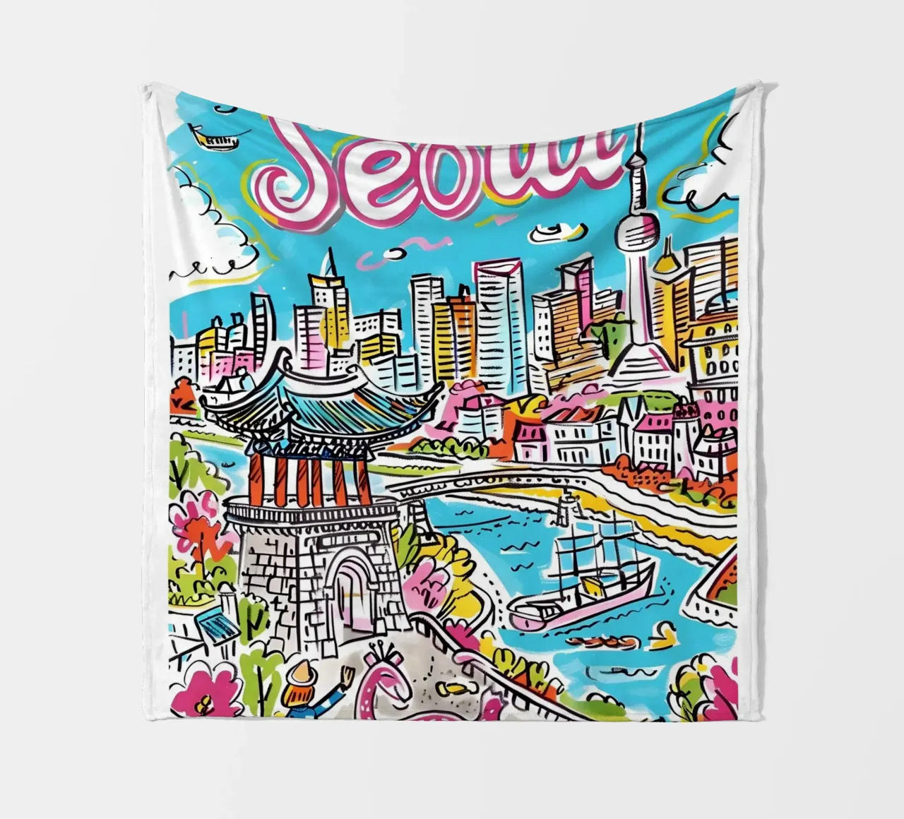 Poster della città di Seul, Corea del Sud coperta in pile da homdeco