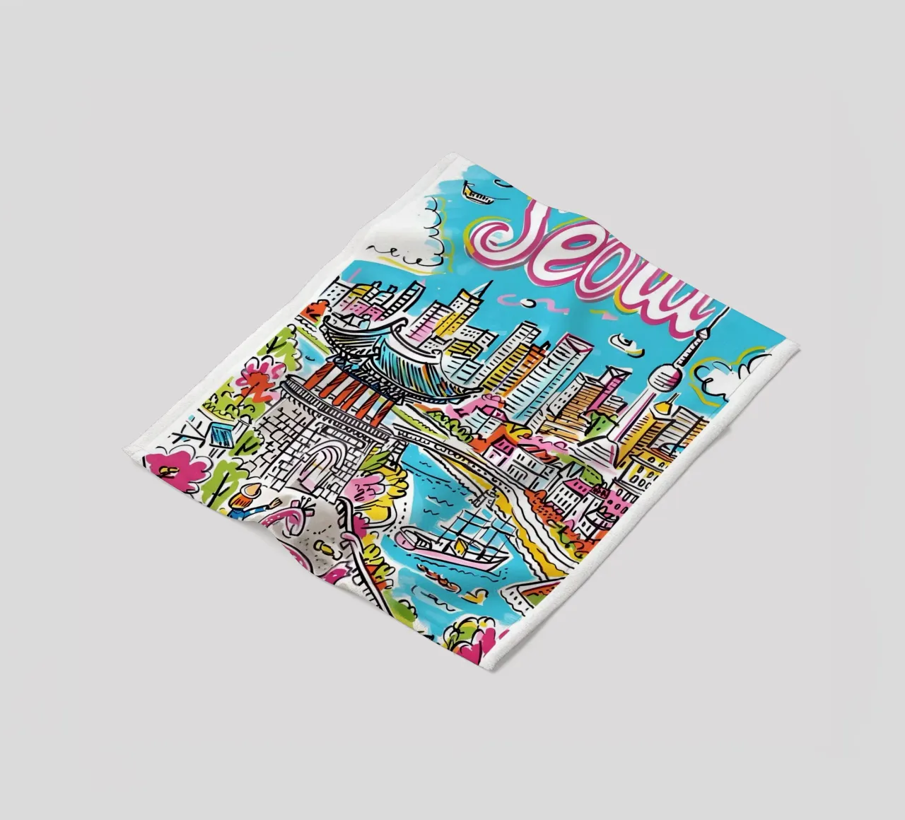 Poster della città di Seul, Corea del Sud coperta in pile da homdeco