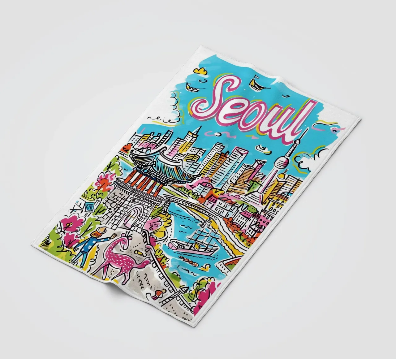 Poster della città di Seul, Corea del Sud coperta in pile da homdeco