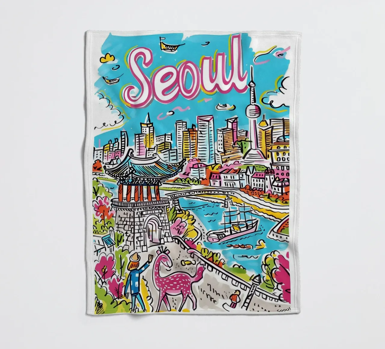 Poster della città di Seul, Corea del Sud coperta in pile da homdeco