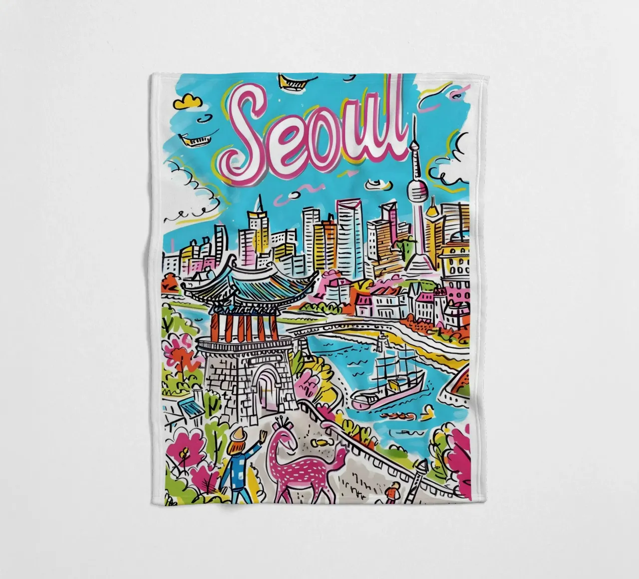 Poster della città di Seul, Corea del Sud coperta in pile da homdeco