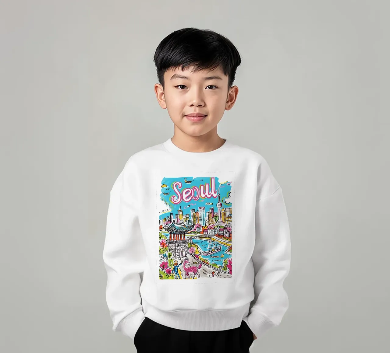 Poster della città di Seul, Corea del Sud felpa bambino da homdeco
