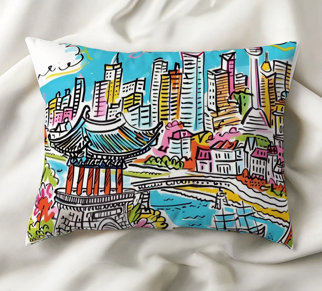 Poster della città di Seul, Corea del Sud cuscino da homdeco