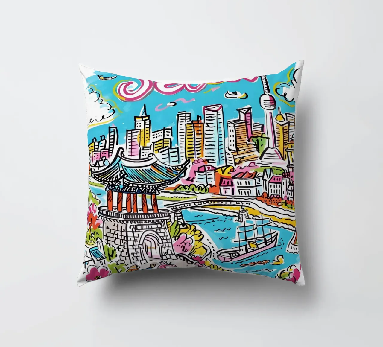 Poster della città di Seul, Corea del Sud cuscino da homdeco