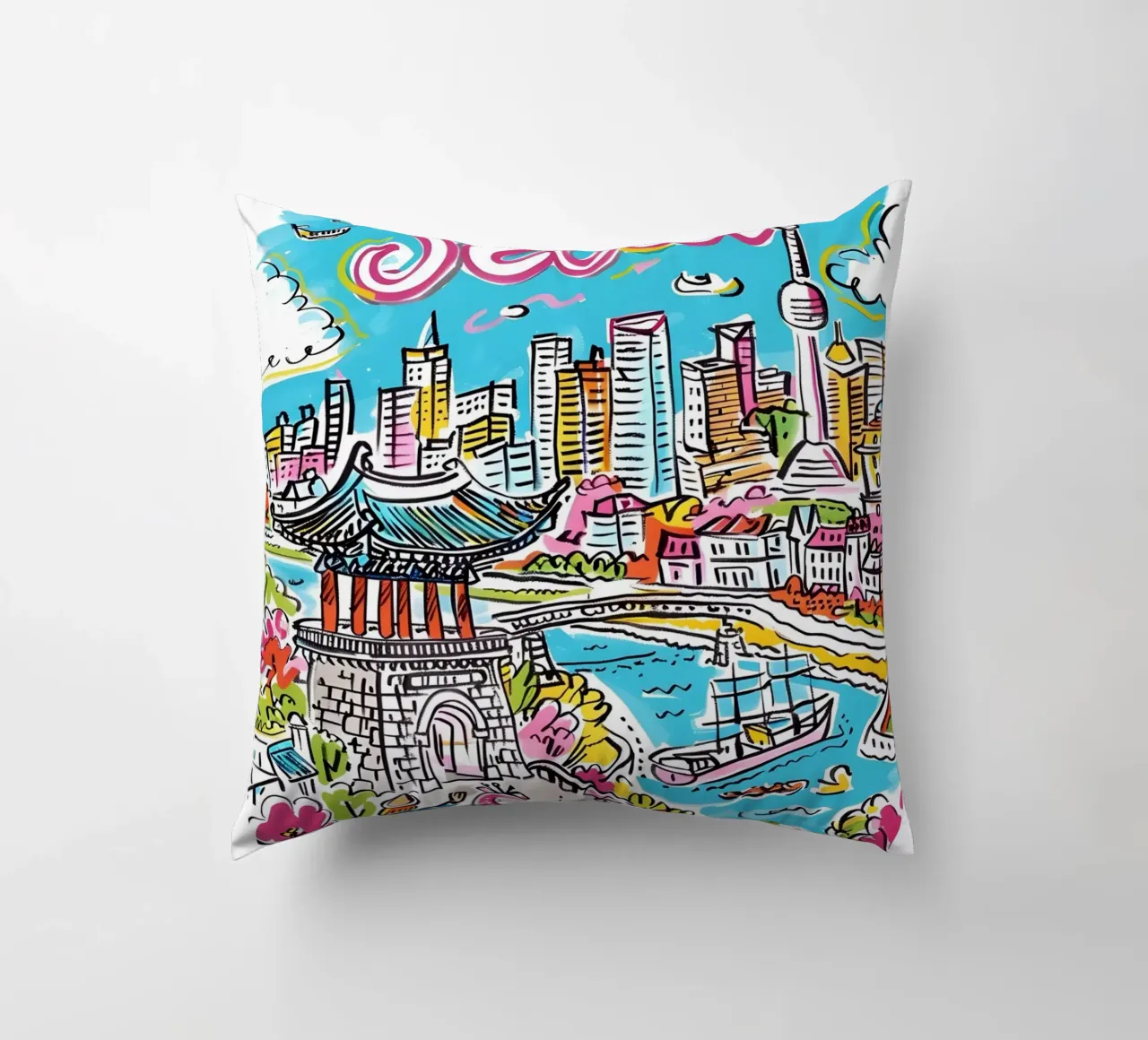 Poster della città di Seul, Corea del Sud cuscino da homdeco