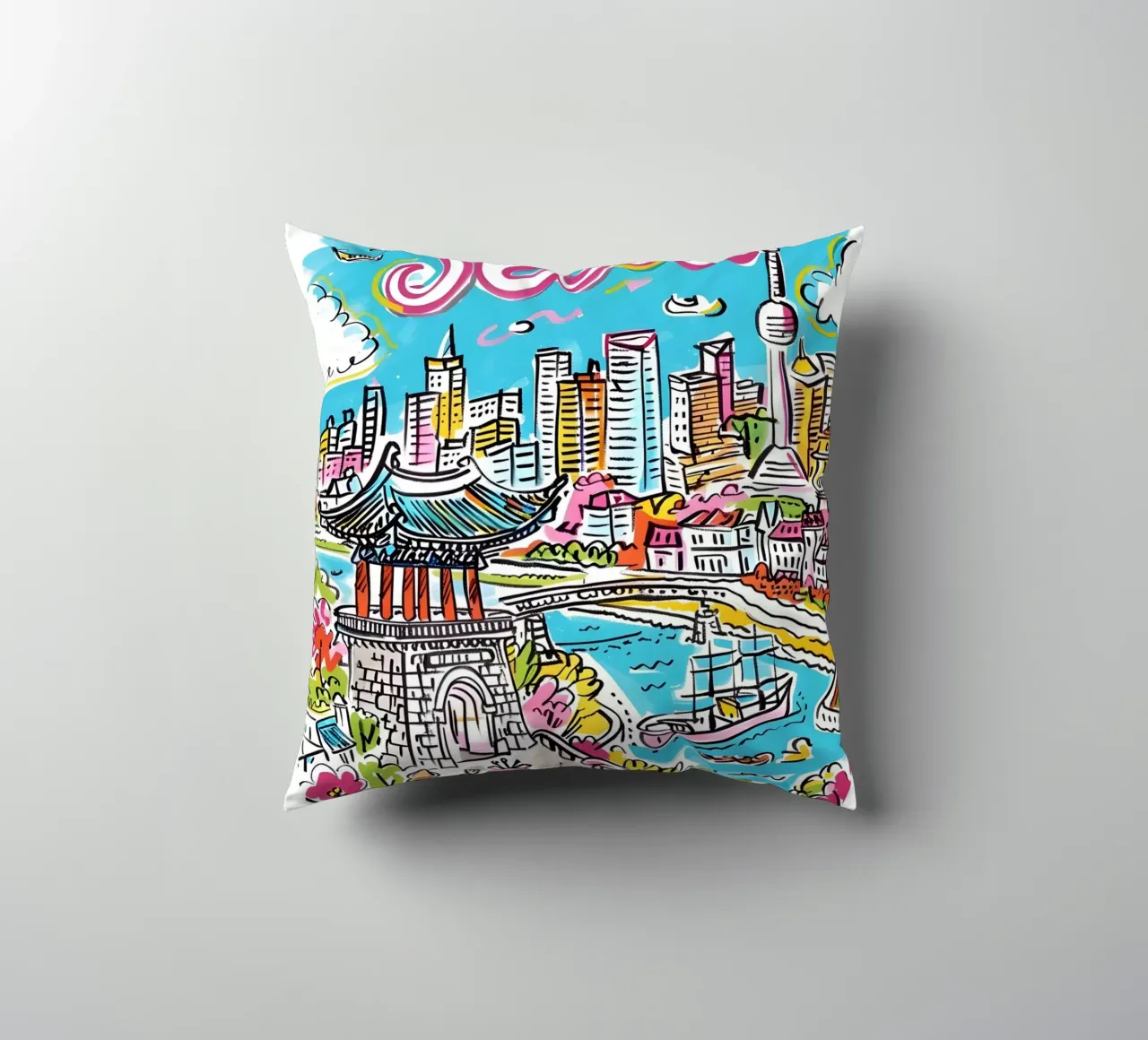 Poster della città di Seul, Corea del Sud cuscino da homdeco