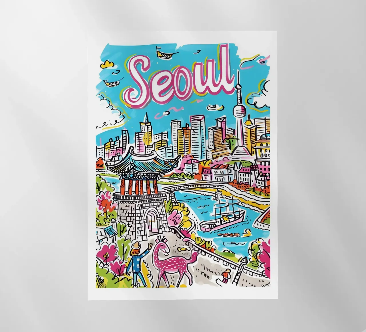 Poster della città di Seul, Corea del Sud pellicola backlit da homdeco