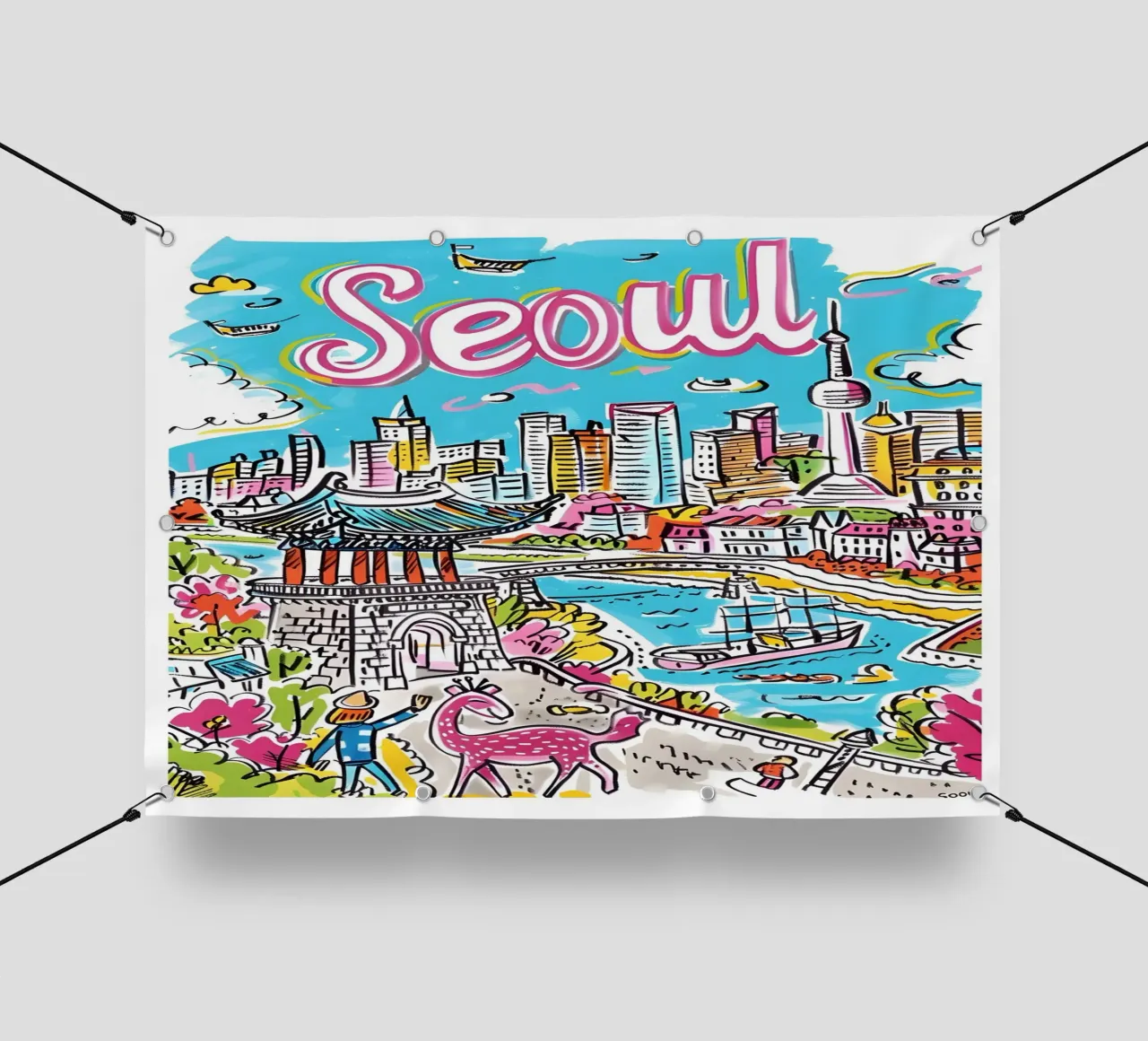 Poster della città di Seul, Corea del Sud telo in pvc da homdeco
