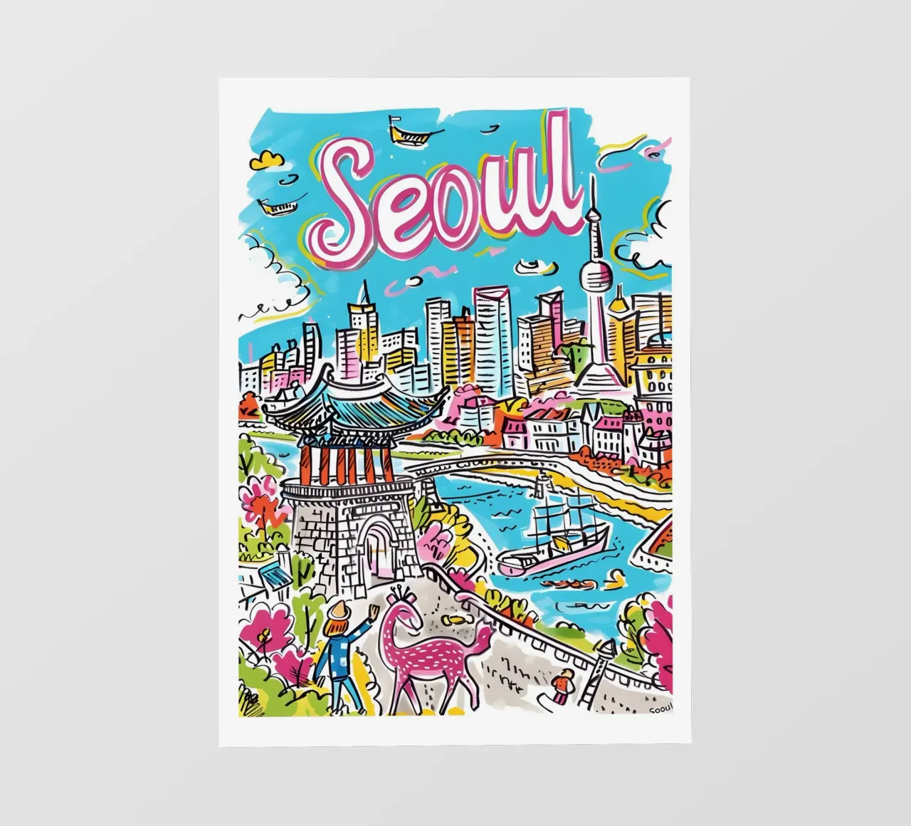 Poster della città di Seul, Corea del Sud telo in pvc da homdeco