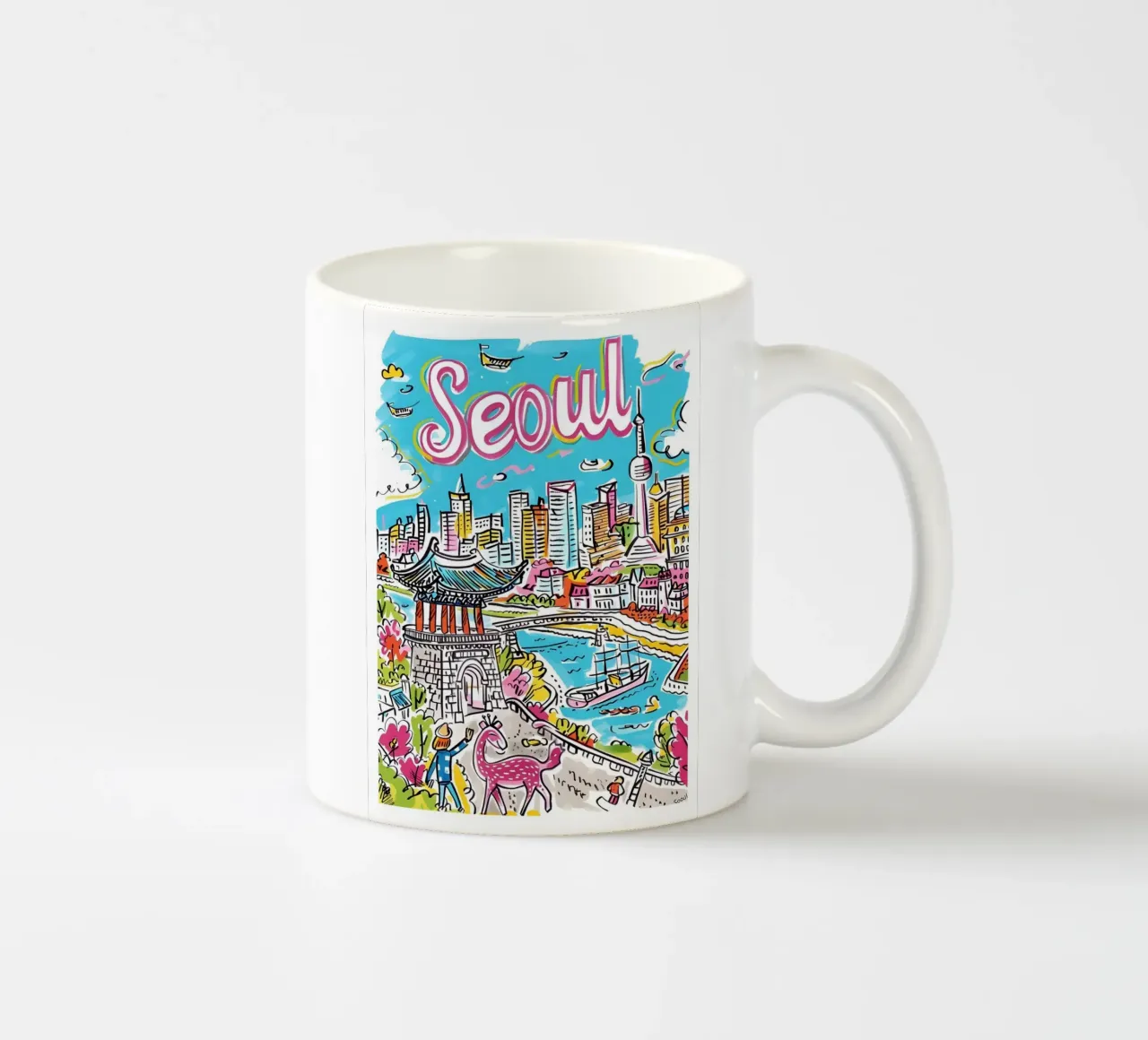 Poster della città di Seul, Corea del Sud tazza in ceramica da homdeco