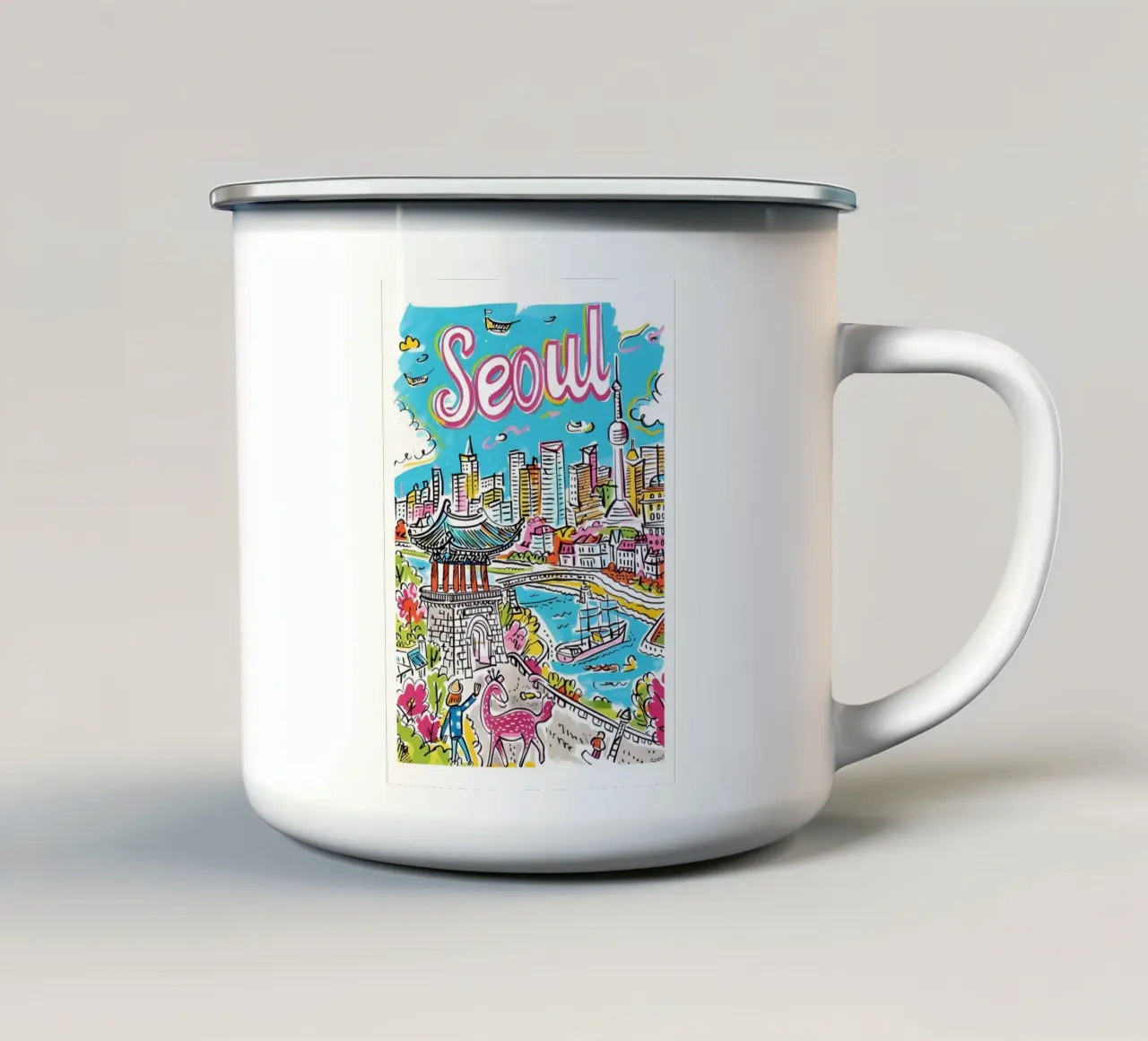 Poster della città di Seul, Corea del Sud tazza in smalto da homdeco