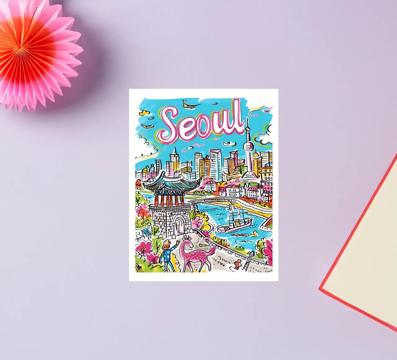Poster della città di Seul, Corea del Sud adesivo da homdeco