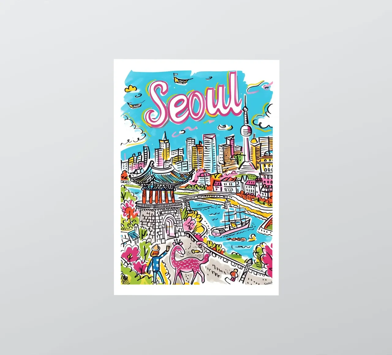 Poster della città di Seul, Corea del Sud adesivo da homdeco
