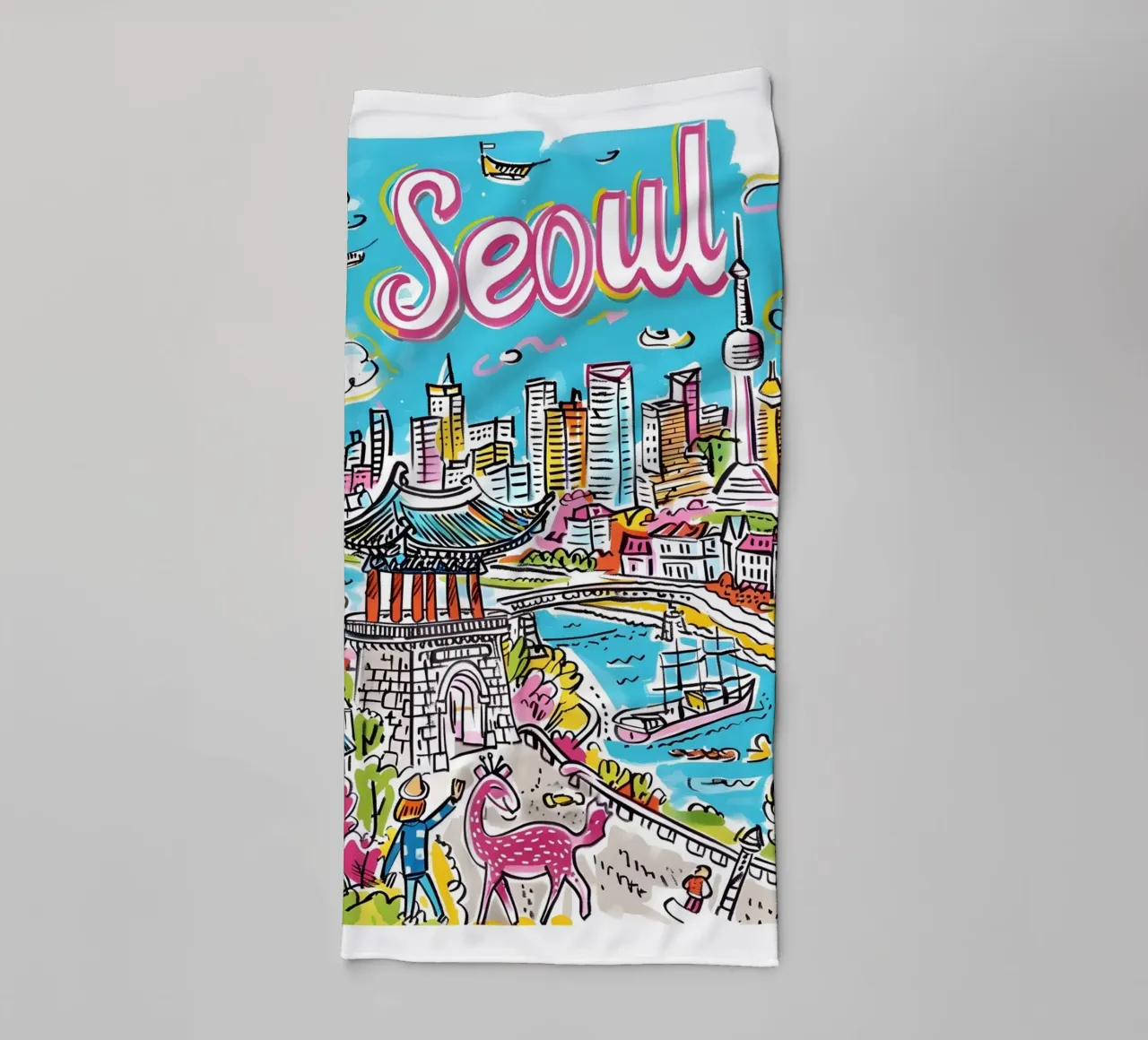 Poster della città di Seul, Corea del Sud asciugamano da bagno da homdeco