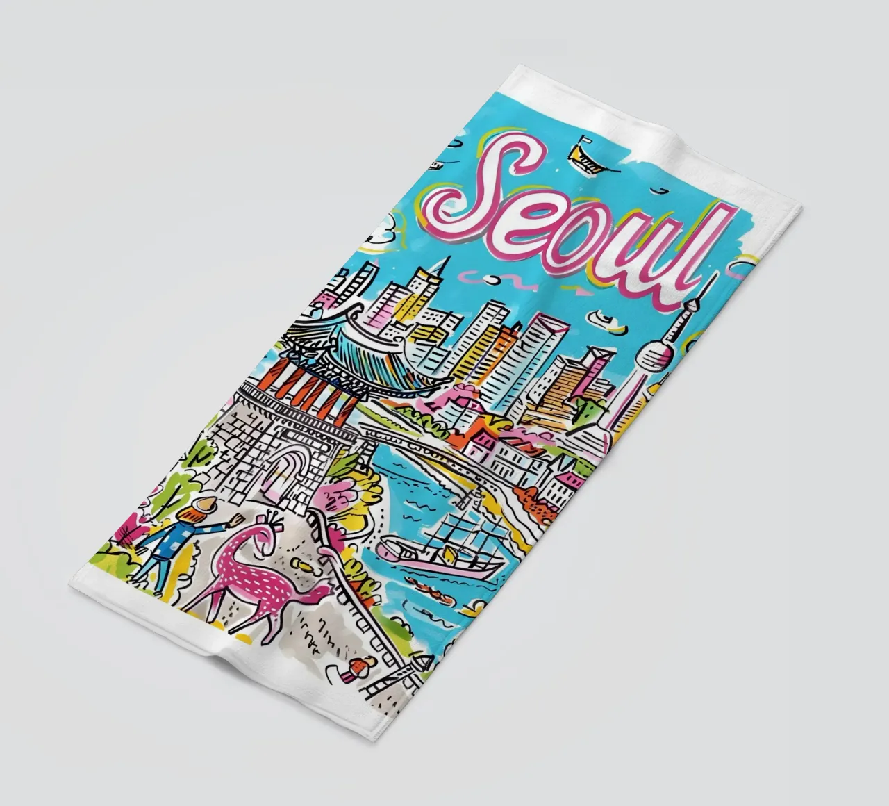 Poster della città di Seul, Corea del Sud telo mare da homdeco
