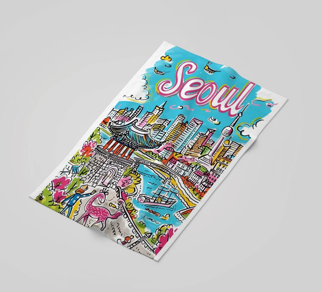 Poster della città di Seul, Corea del Sud telo mare da homdeco