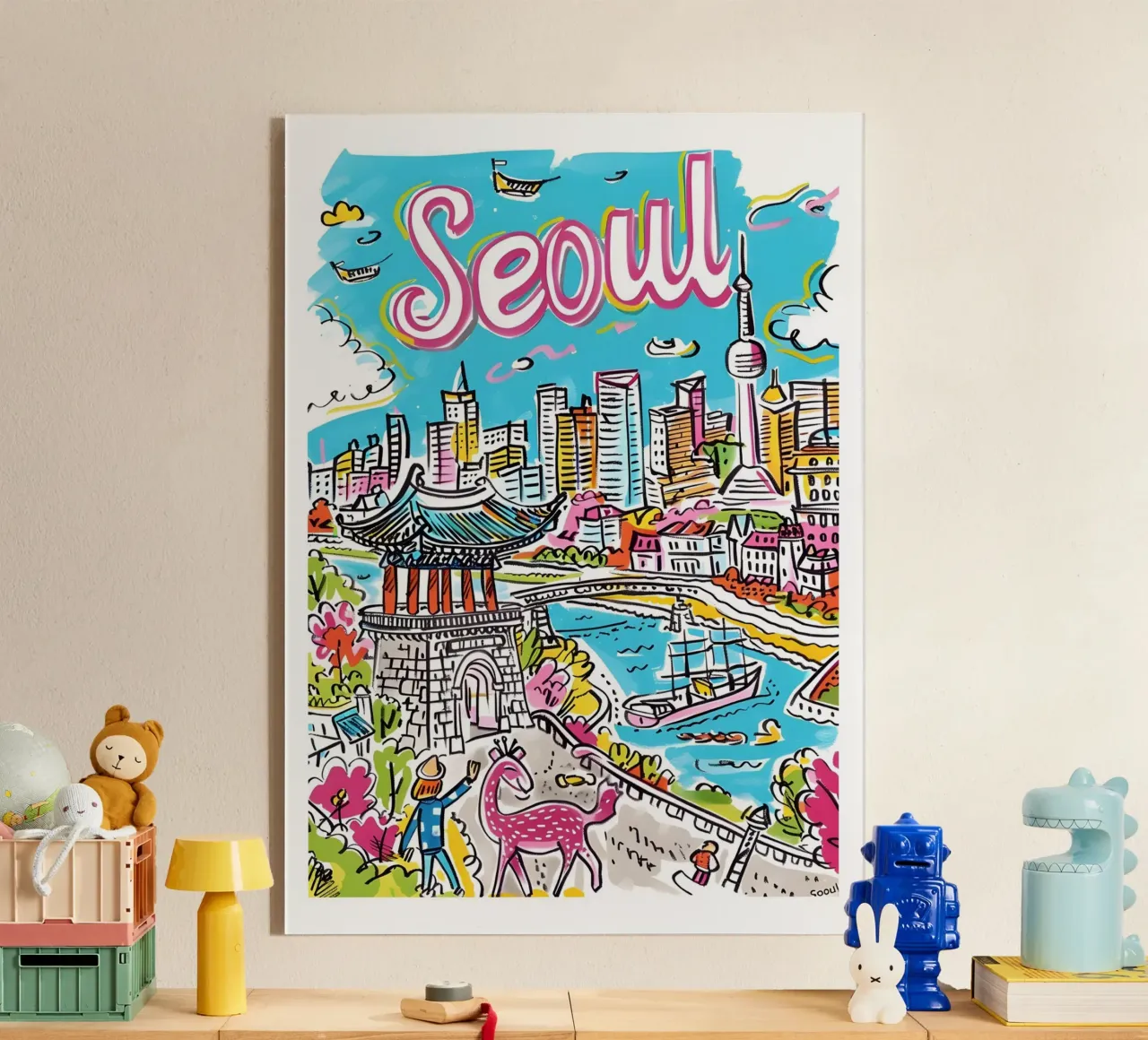Poster della città di Seul, Corea del Sud plexiglass da homdeco