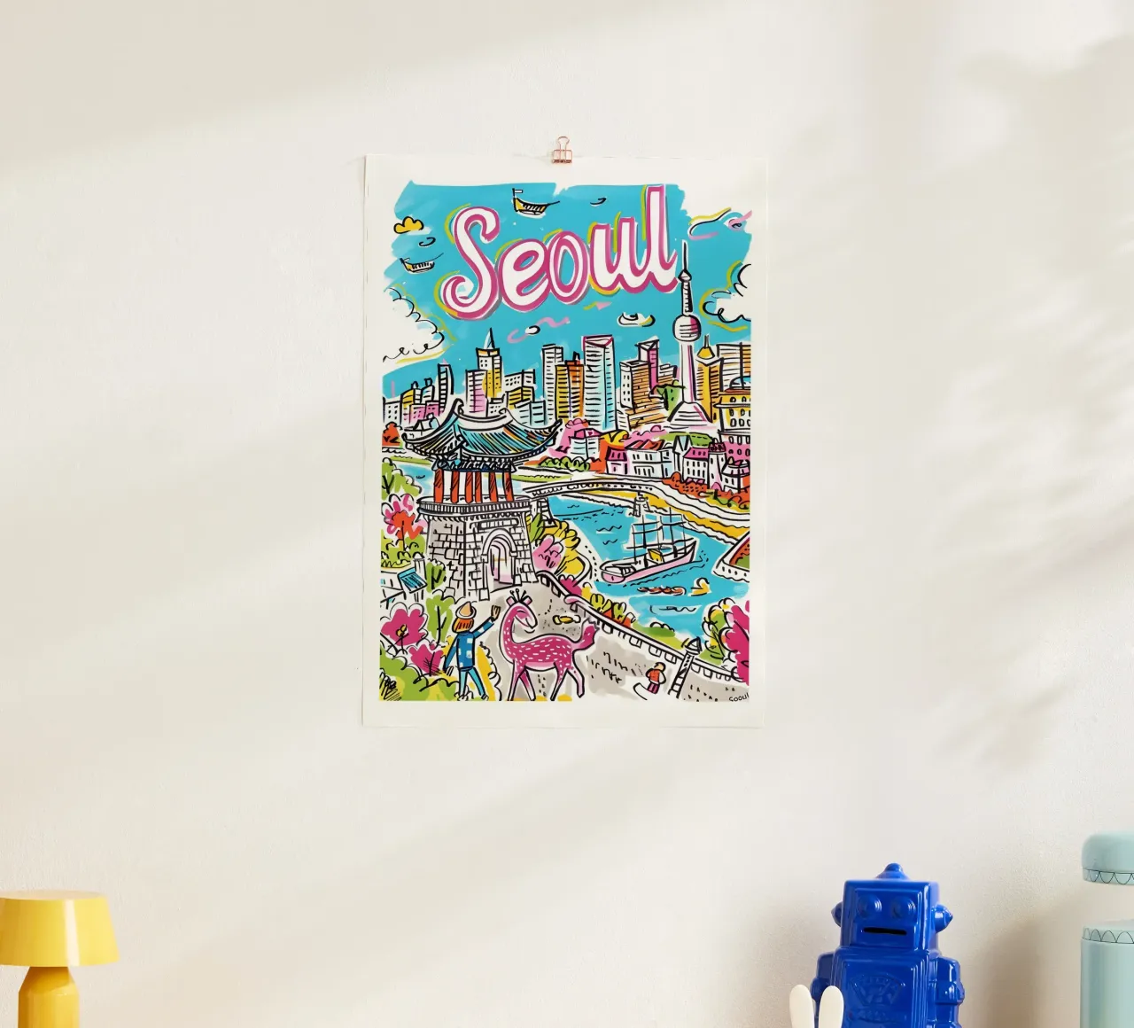 Poster della città di Seul, Corea del Sud poster con telaio in legno da homdeco