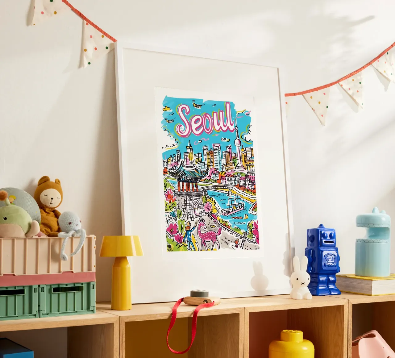 Poster della città di Seul, Corea del Sud poster con telaio in legno da homdeco