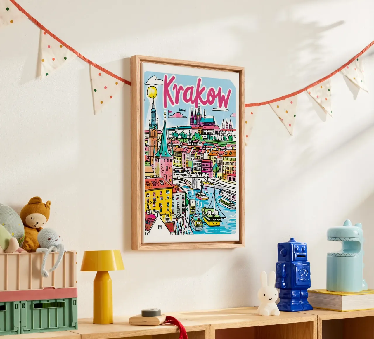 Krakau Kunstdruk, Polen Reisposter canvas met Baklijst van homdeco