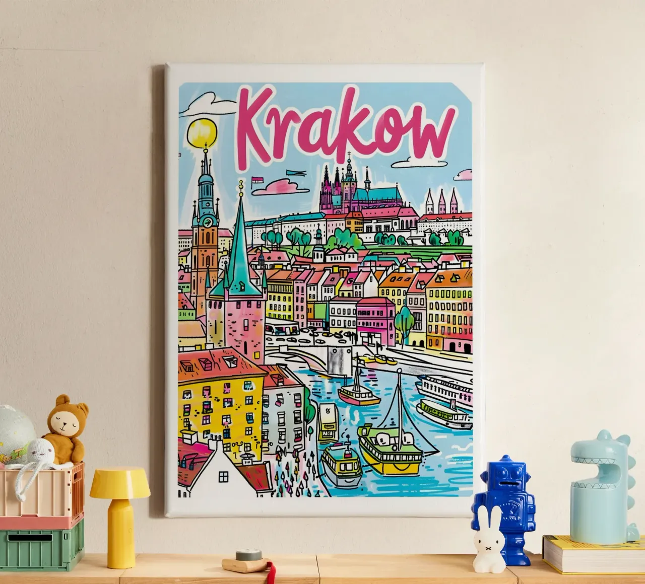 Krakau Kunstdruk, Polen Reisposter canvas met Baklijst van homdeco