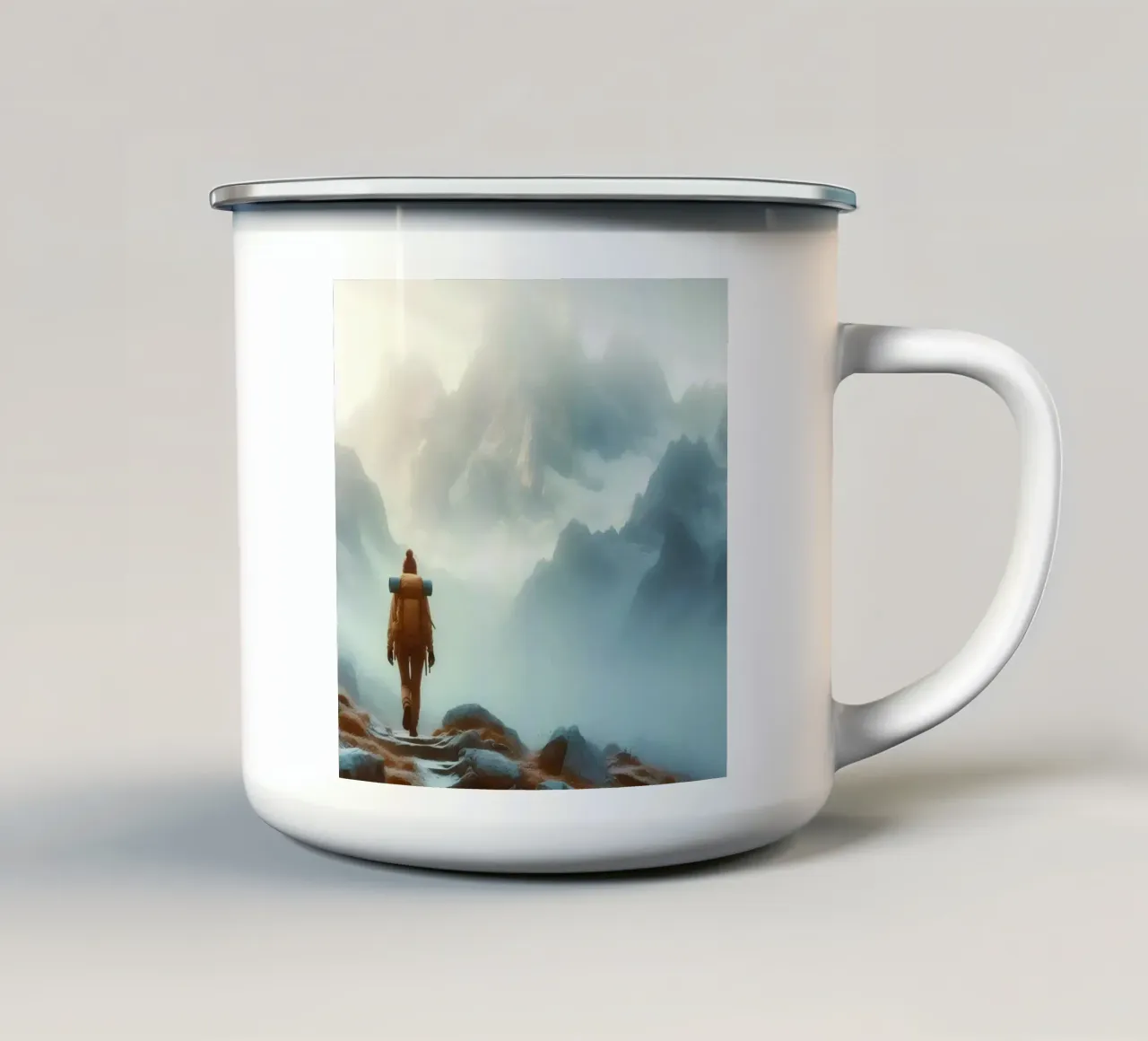 Escursionista in alta montagna tazza in smalto da Digital Naive