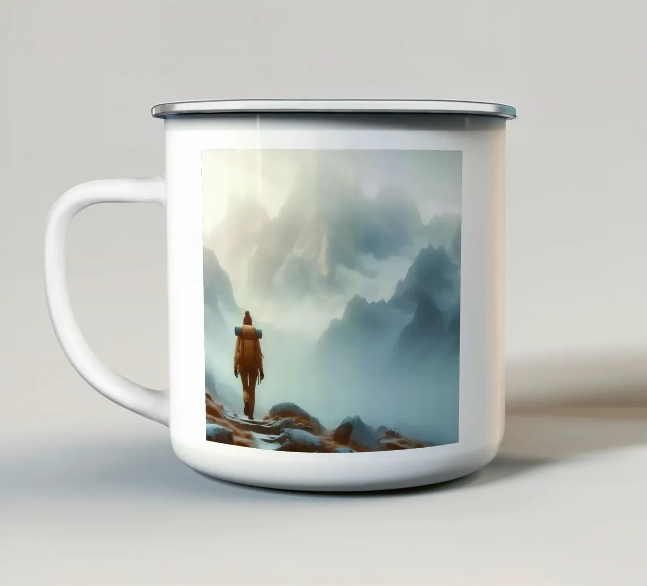 Escursionista in alta montagna tazza in smalto da Digital Naive
