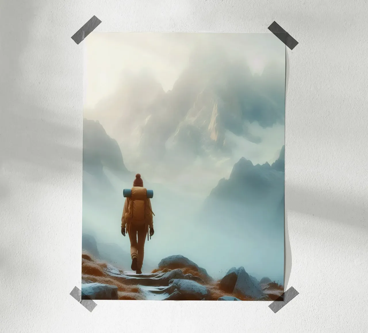 Escursionista in alta montagna poster da Digital Naive