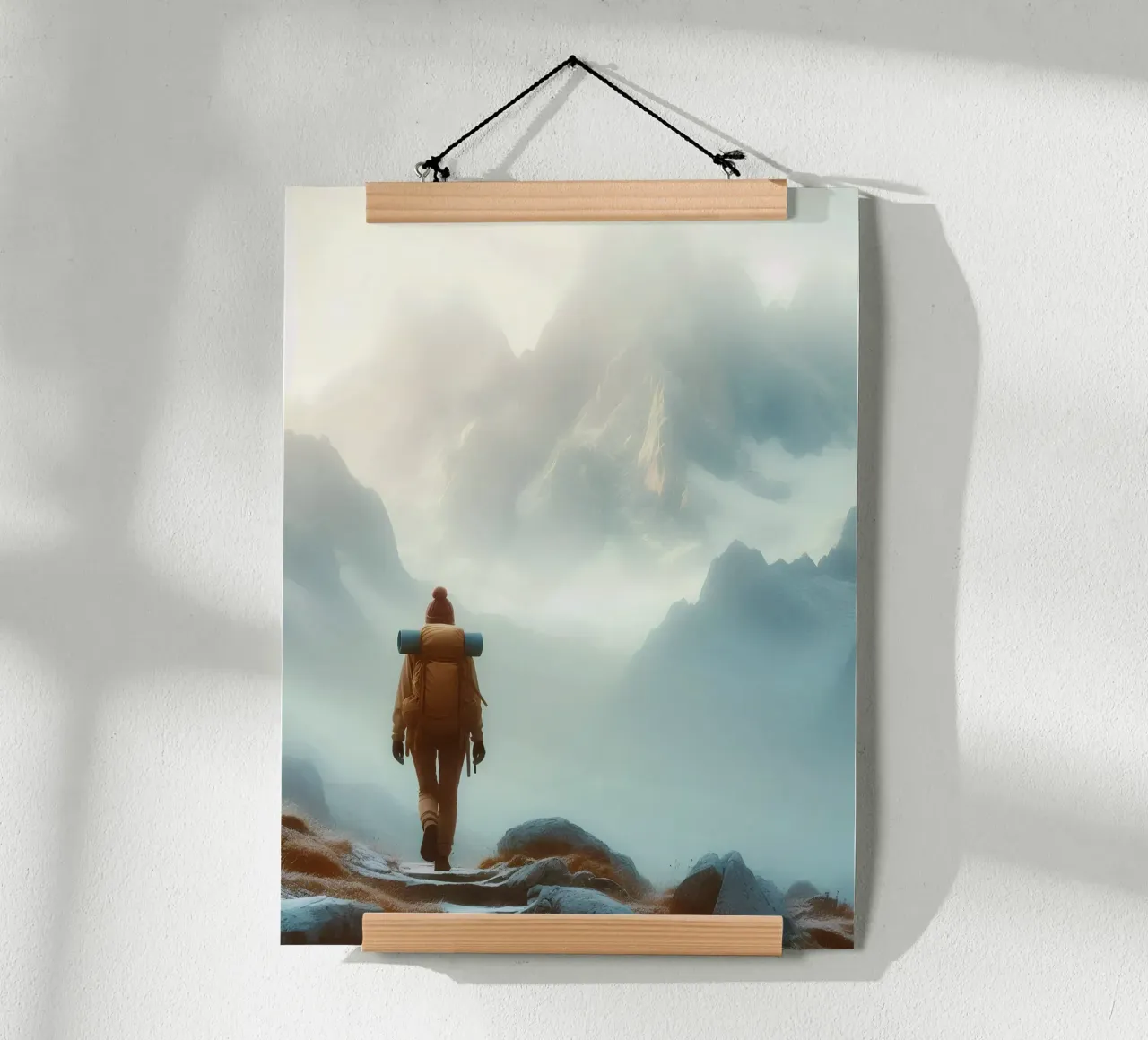 Escursionista in alta montagna poster da Digital Naive