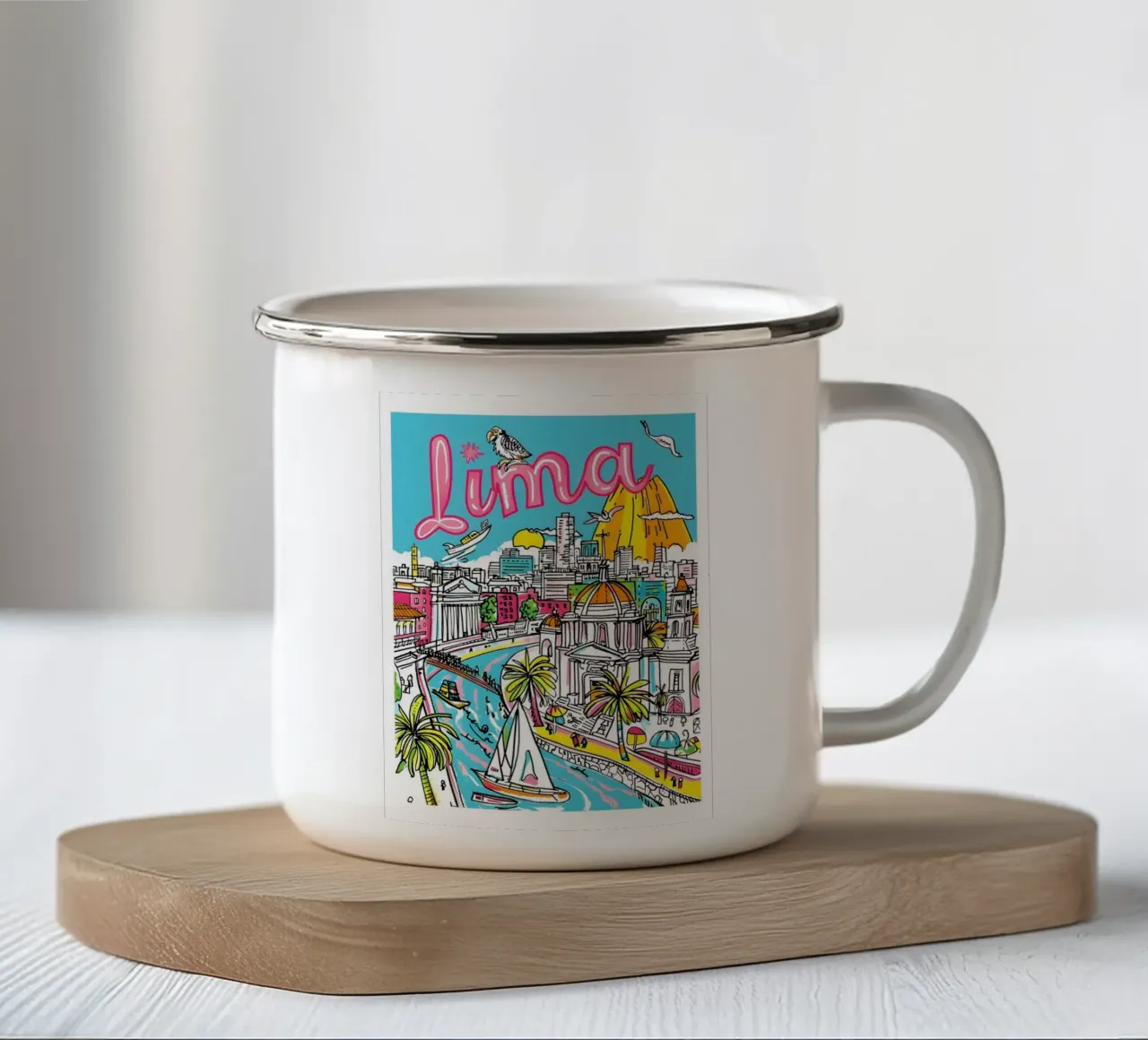 Lima Peru Reiskunst, Zuid-Amerika Poster Print emaille mok van homdeco