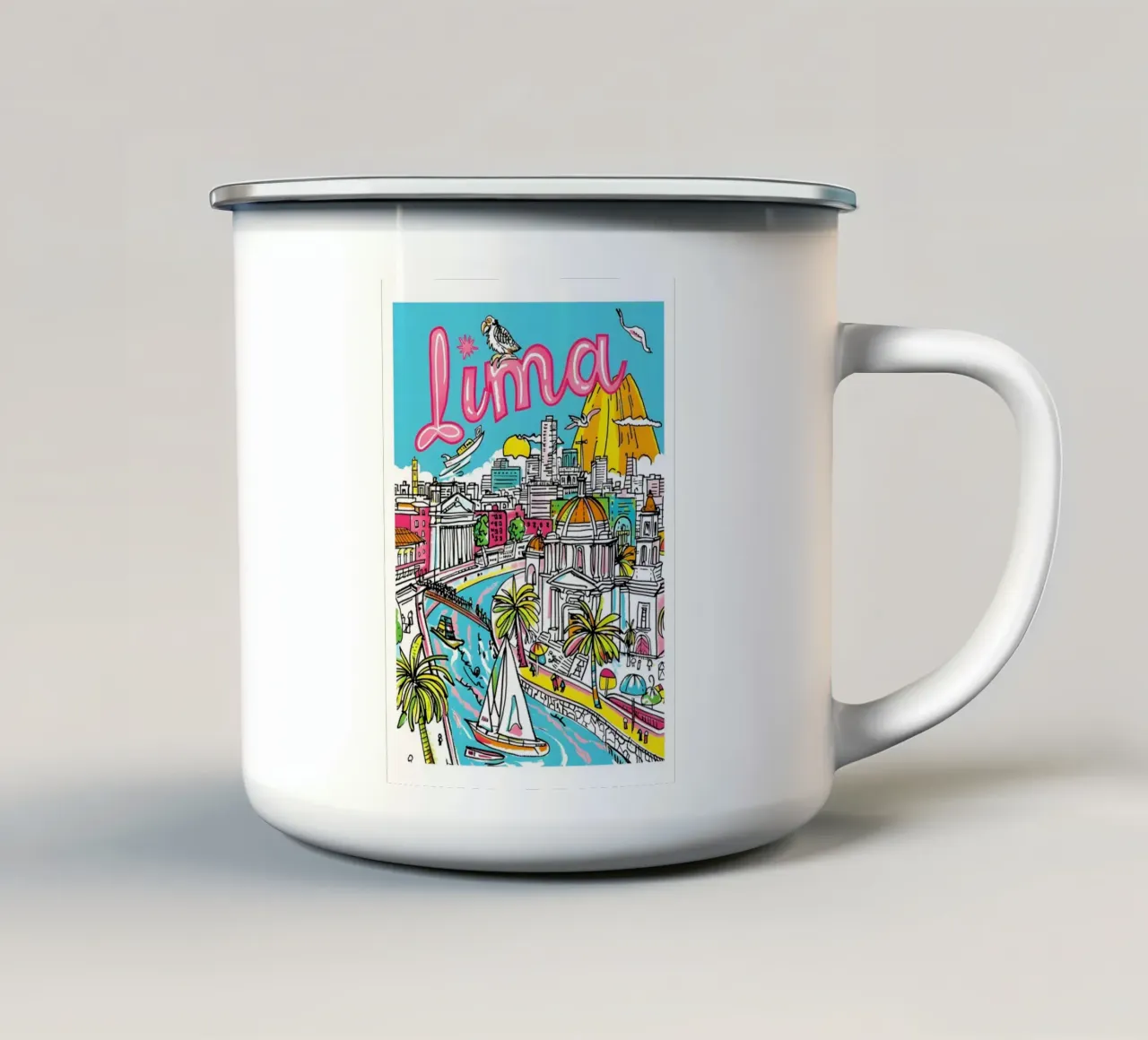 Lima Peru Reiskunst, Zuid-Amerika Poster Print emaille mok van homdeco