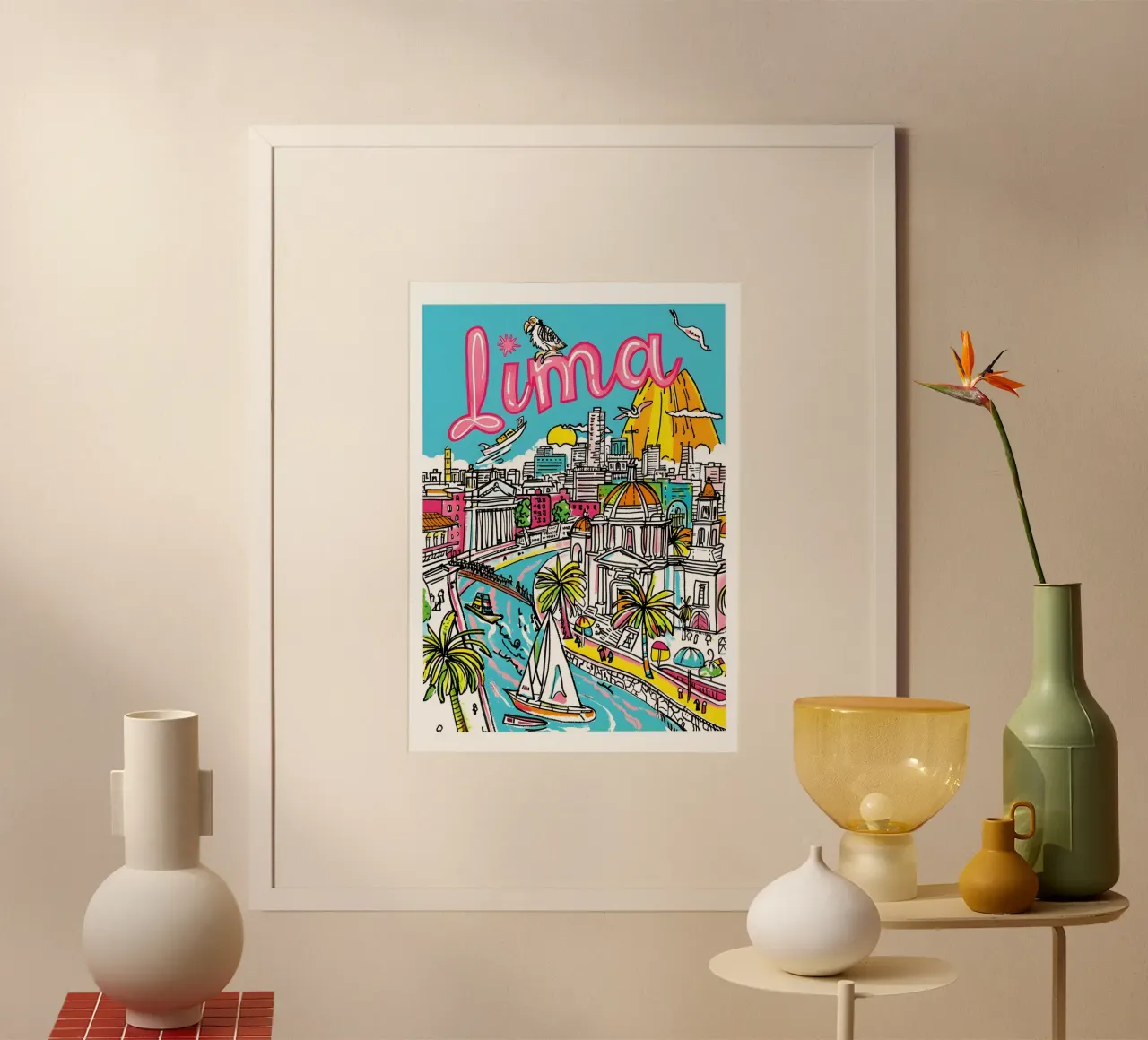 Arte di viaggio a Lima, Perù, Stampa poster Sud America poster con telaio in alluminio da homdeco