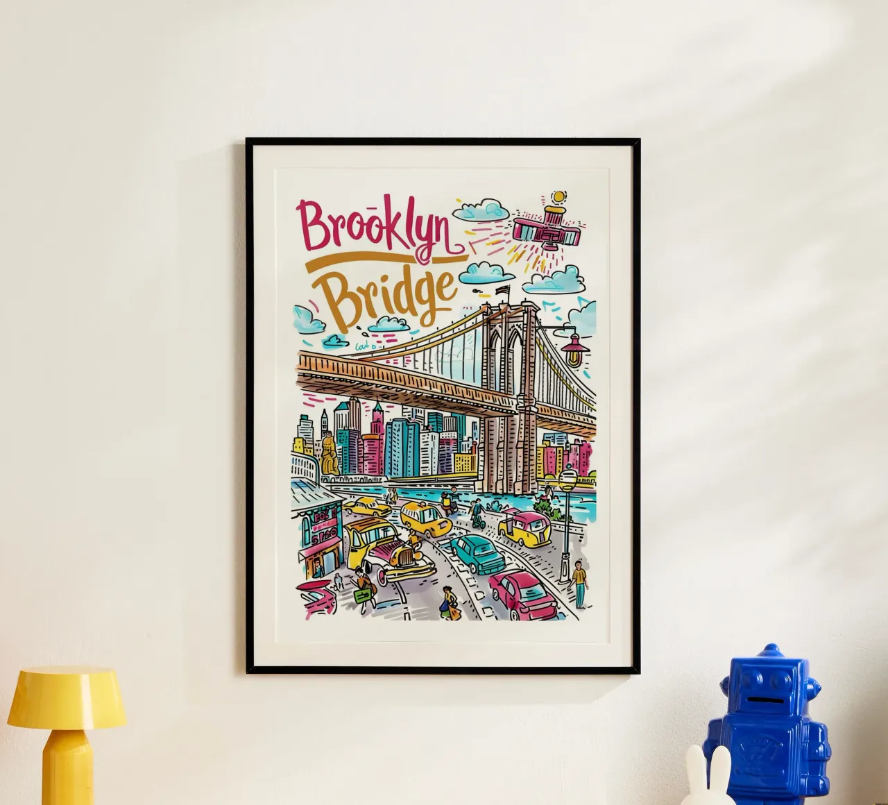 Ponte di Brooklyn NYC, paesaggio urbano Poster Pop Art poster da homdeco