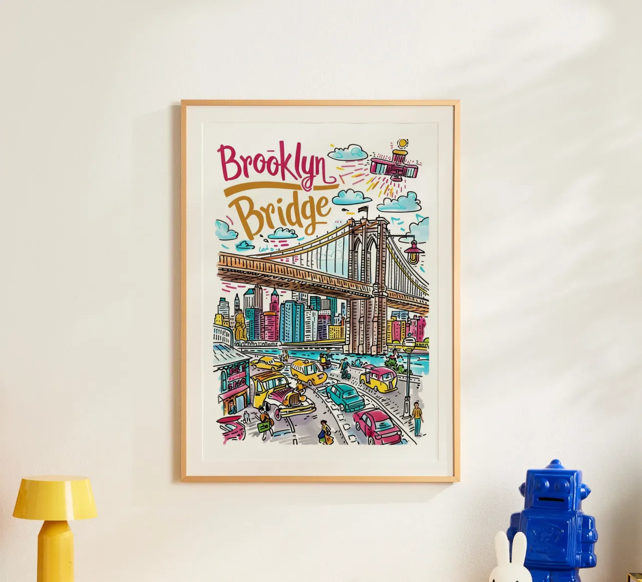 Ponte di Brooklyn NYC, paesaggio urbano Poster Pop Art poster da homdeco