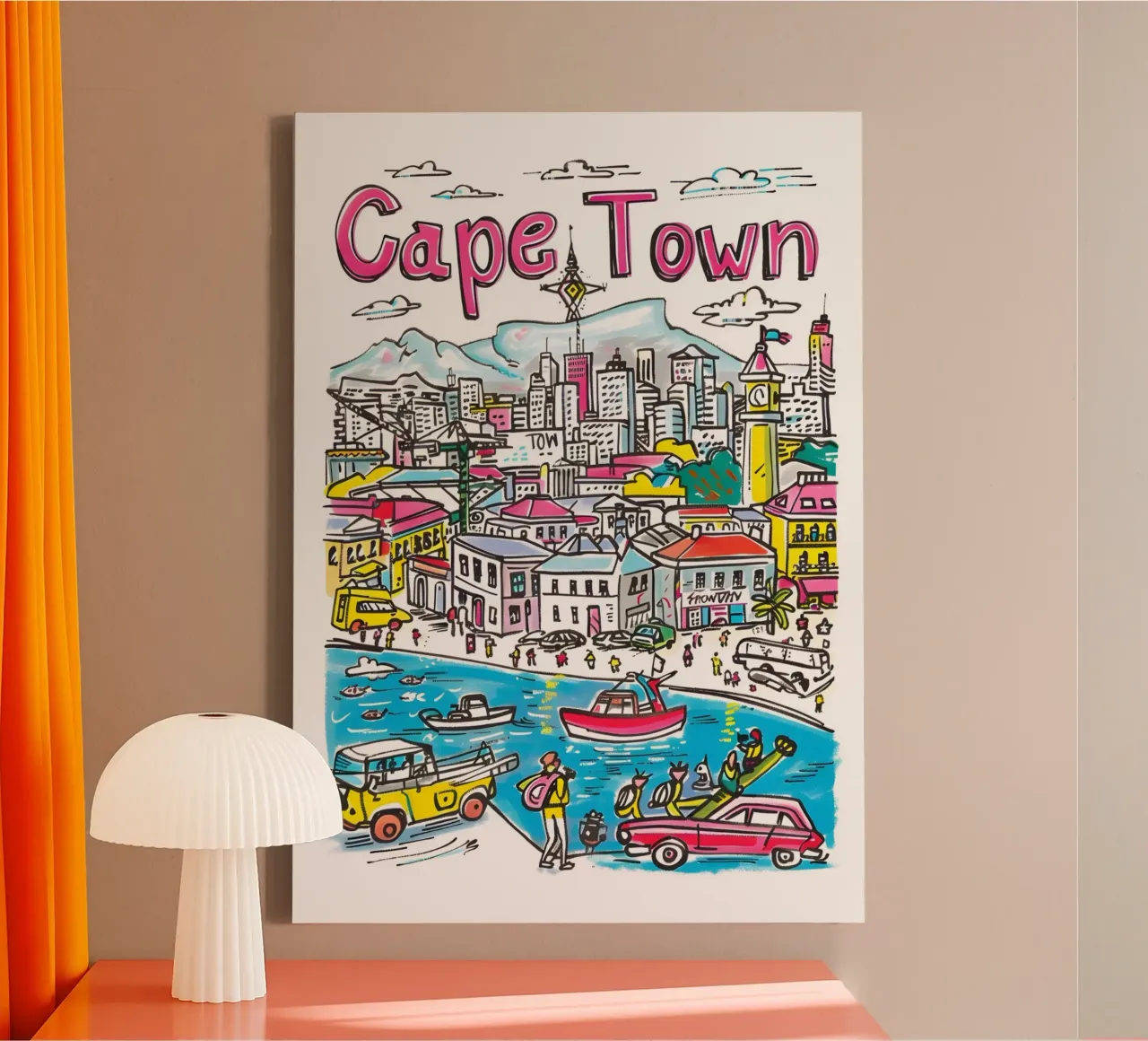 Kaapstad Zuid-Afrika Kunst, Reisafdruk Poster canvas met Baklijst van homdeco