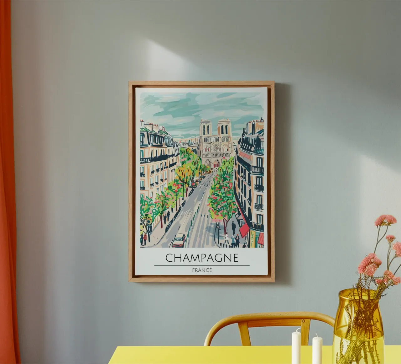 Paris Notre Dame Art Print, Impressionistische Stadsposter canvas met Baklijst van homdeco