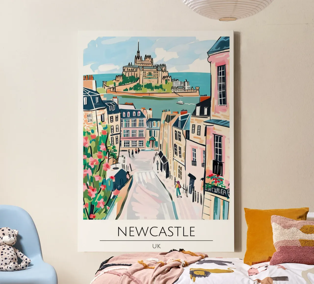 Mont Saint-Michel, Frankrijk Kustkunstdruk canvas met Baklijst van homdeco