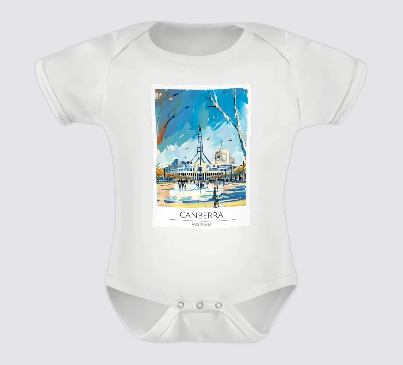 Canberra Australien Abstraktes Stadtbild Kunstdruck Kurzarm Babybody von homdeco