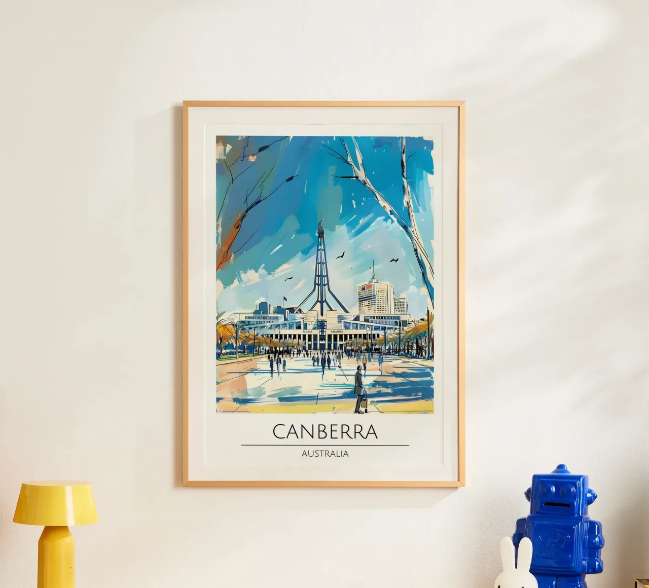 Canberra Australië Abstract Stadsgezicht Kunstdruk hahnemühle van homdeco