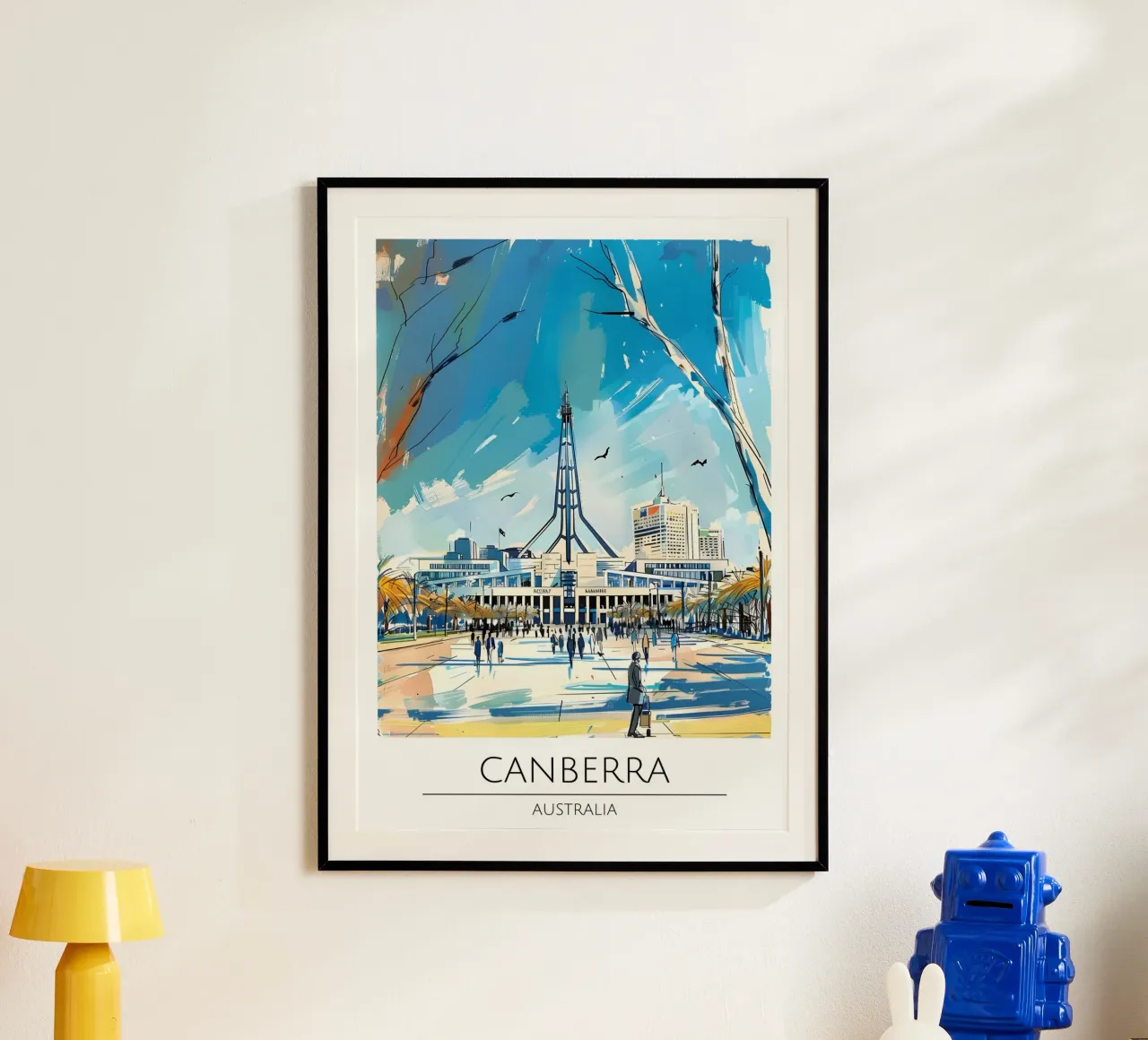 Canberra Australië Abstract Stadsgezicht Kunstdruk hahnemühle van homdeco