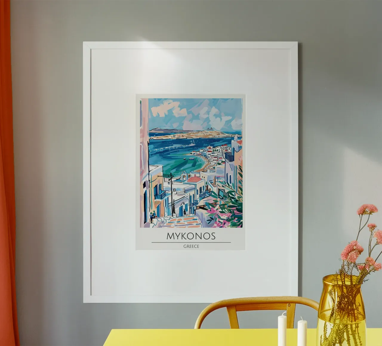 Stampa d'arte di Mykonos Grecia, poster di viaggio sul Mar Egeo poster da homdeco