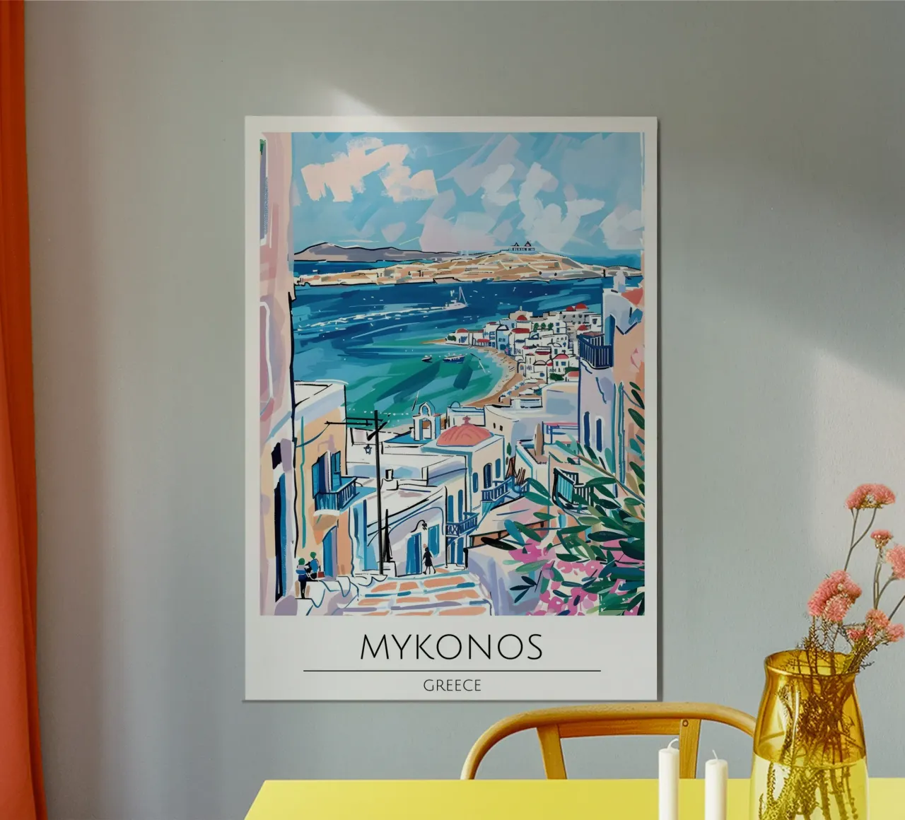 Stampa d'arte di Mykonos Grecia, poster di viaggio sul Mar Egeo poster da homdeco