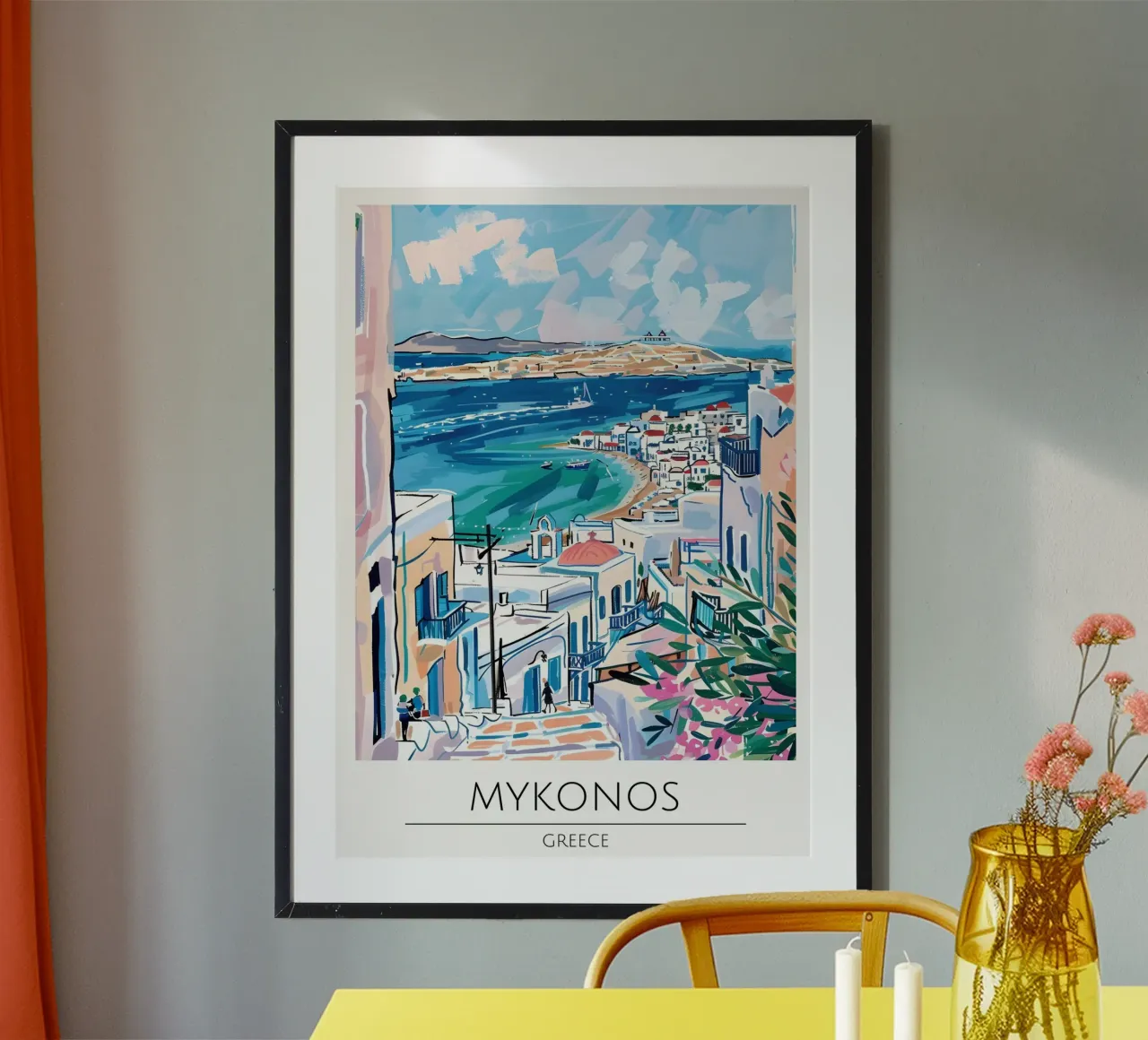 Stampa d'arte di Mykonos Grecia, poster di viaggio sul Mar Egeo poster da homdeco
