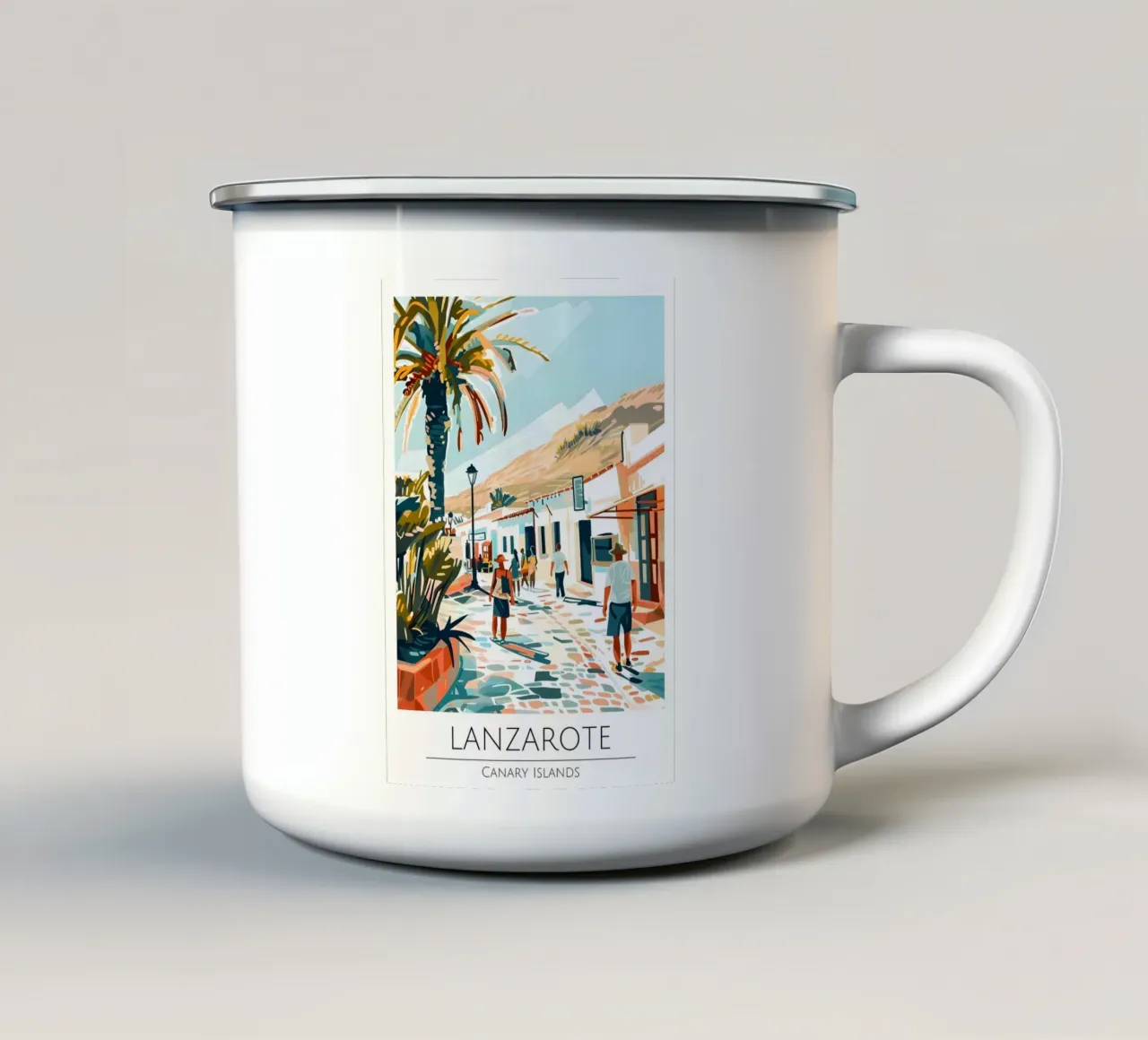 Lanzarote Canarische Eilanden, Kust Reisposter emaille mok van homdeco