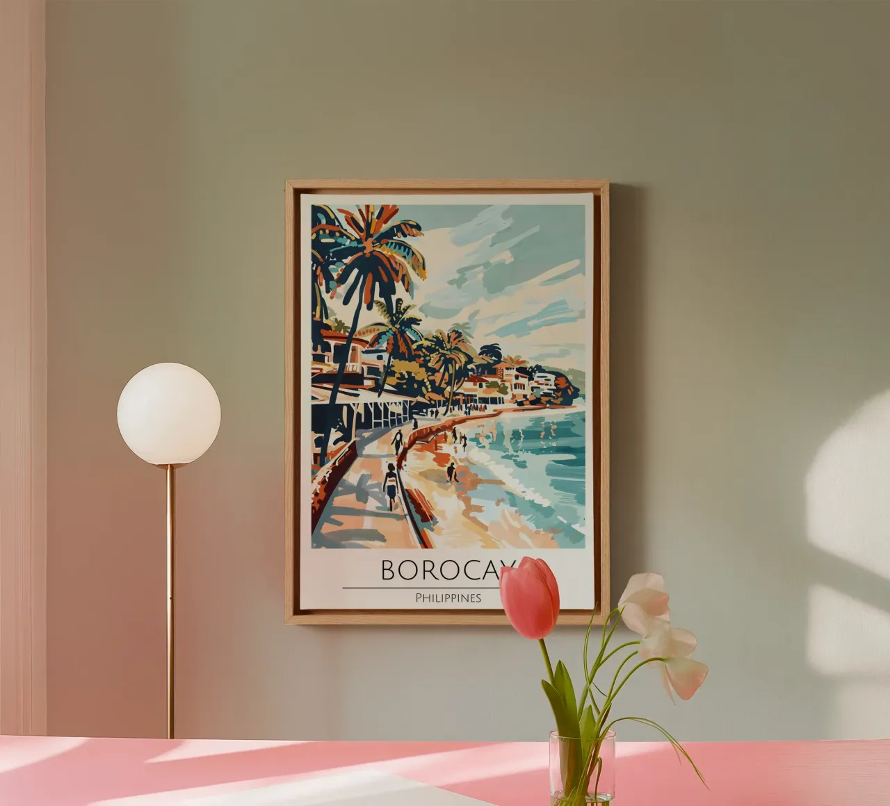 Boracay Filippine, stampa di viaggio sulla spiaggia tropicale tela con Cornice a cassetta da homdeco