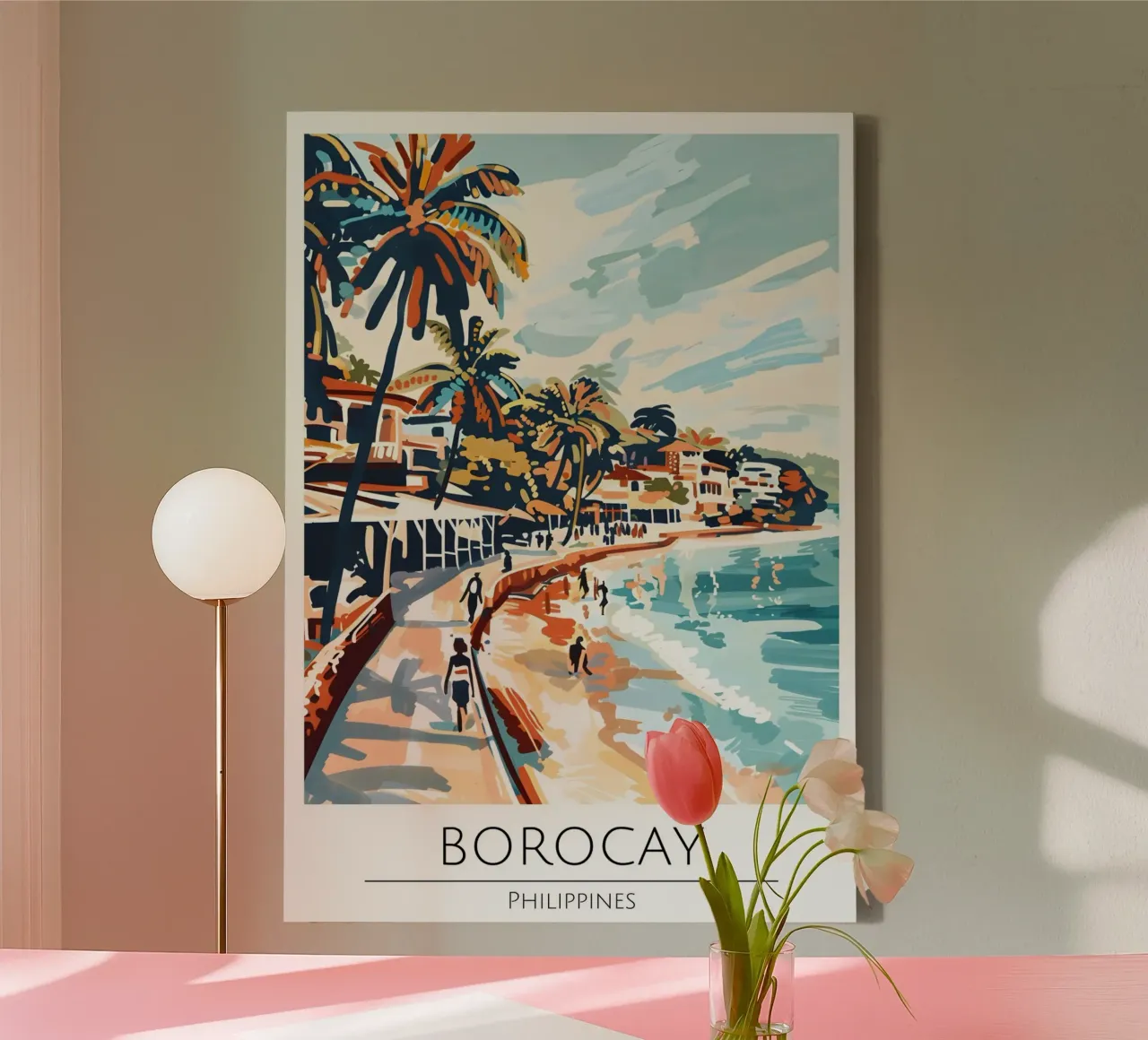 Boracay Filippine, stampa di viaggio sulla spiaggia tropicale tela con Cornice a cassetta da homdeco