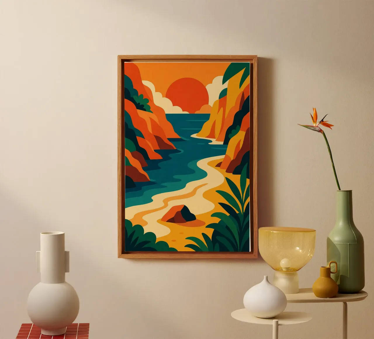 Crique - Kleurrijke ontsnapping canvas met Baklijst van JETLAG | affiches voyage